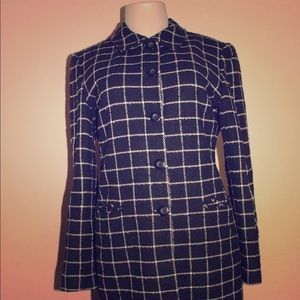 Black and White striped Peacoat